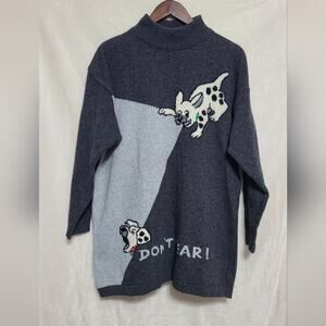 Vintage Lecomte Men's Lambswool/Polyester/Angora Sweater With Puppies Size 42